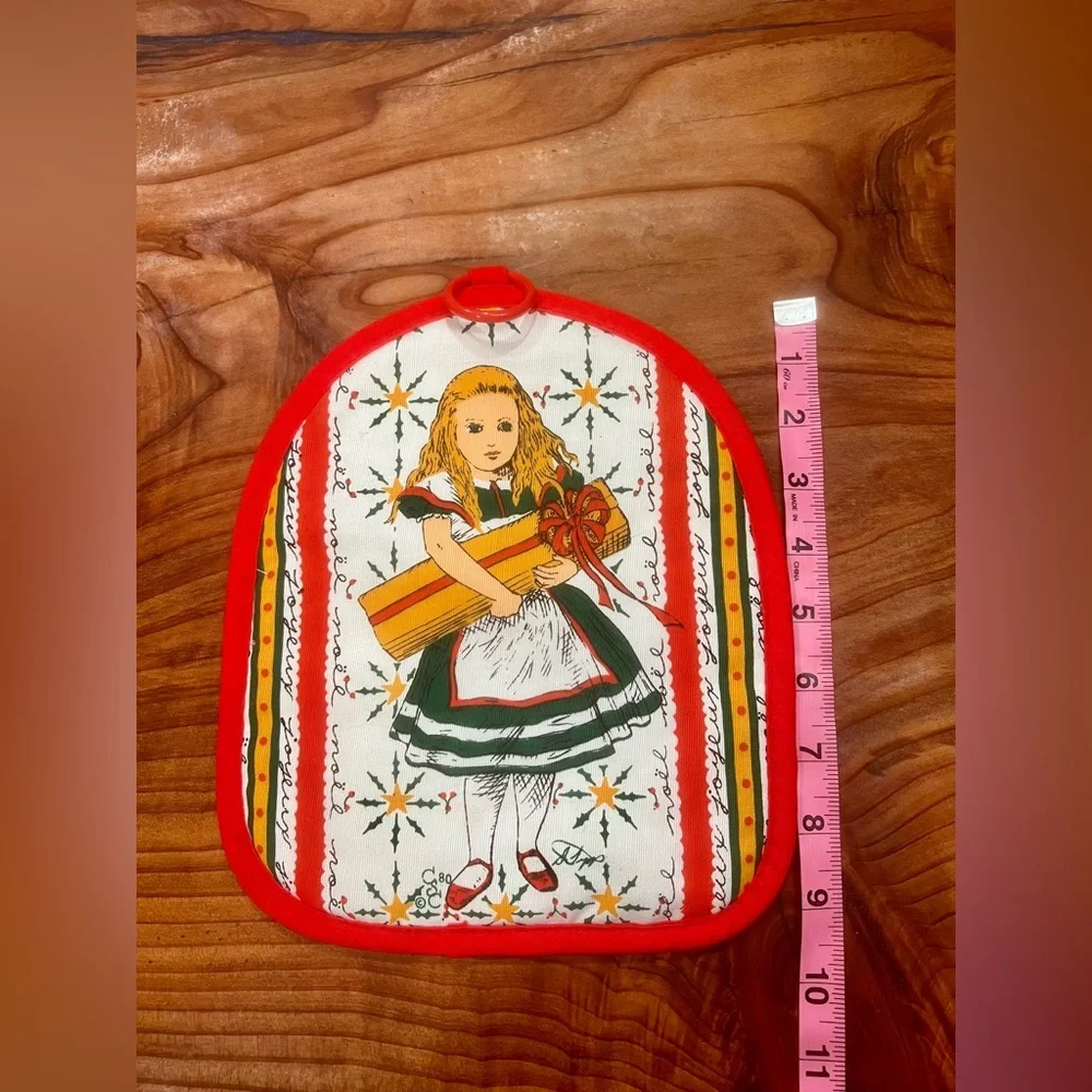 Vintage Christmas Girl Present Kitchen & Holly Hobbie Wisher Joy Pot Holders